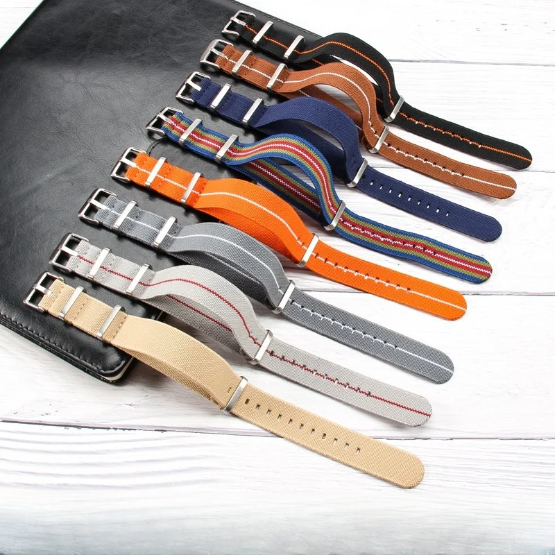 Premium NATO Nylon Watch Band - Black & Green, Sweat-Absorbent and Woven Design