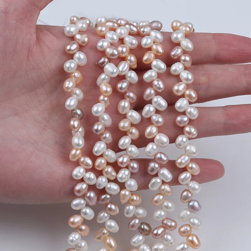 

5-6mm white pink purple mixed color rice shape freshwater pearl beads strand for women jewelry making