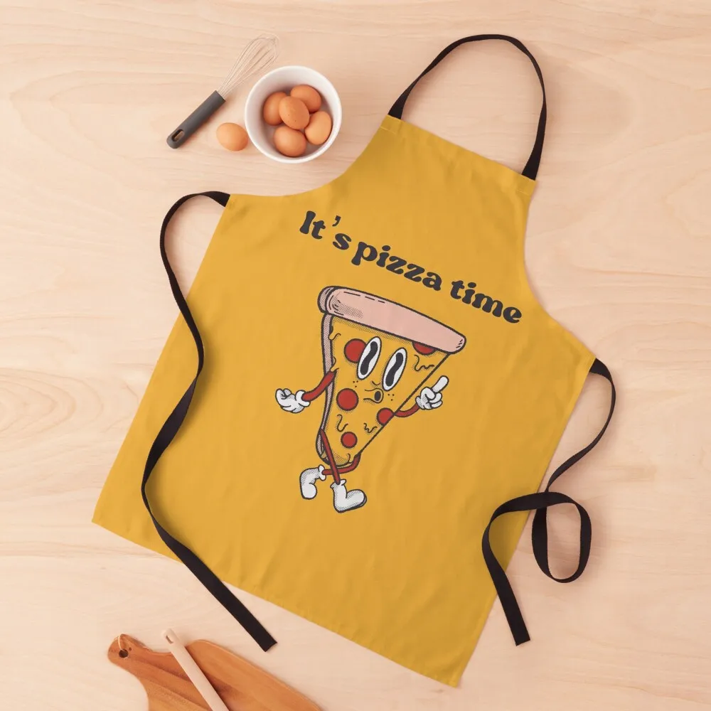 

It's pizza time Apron Customizable For Hairdresser with pockets kitchen gadgets Apron
