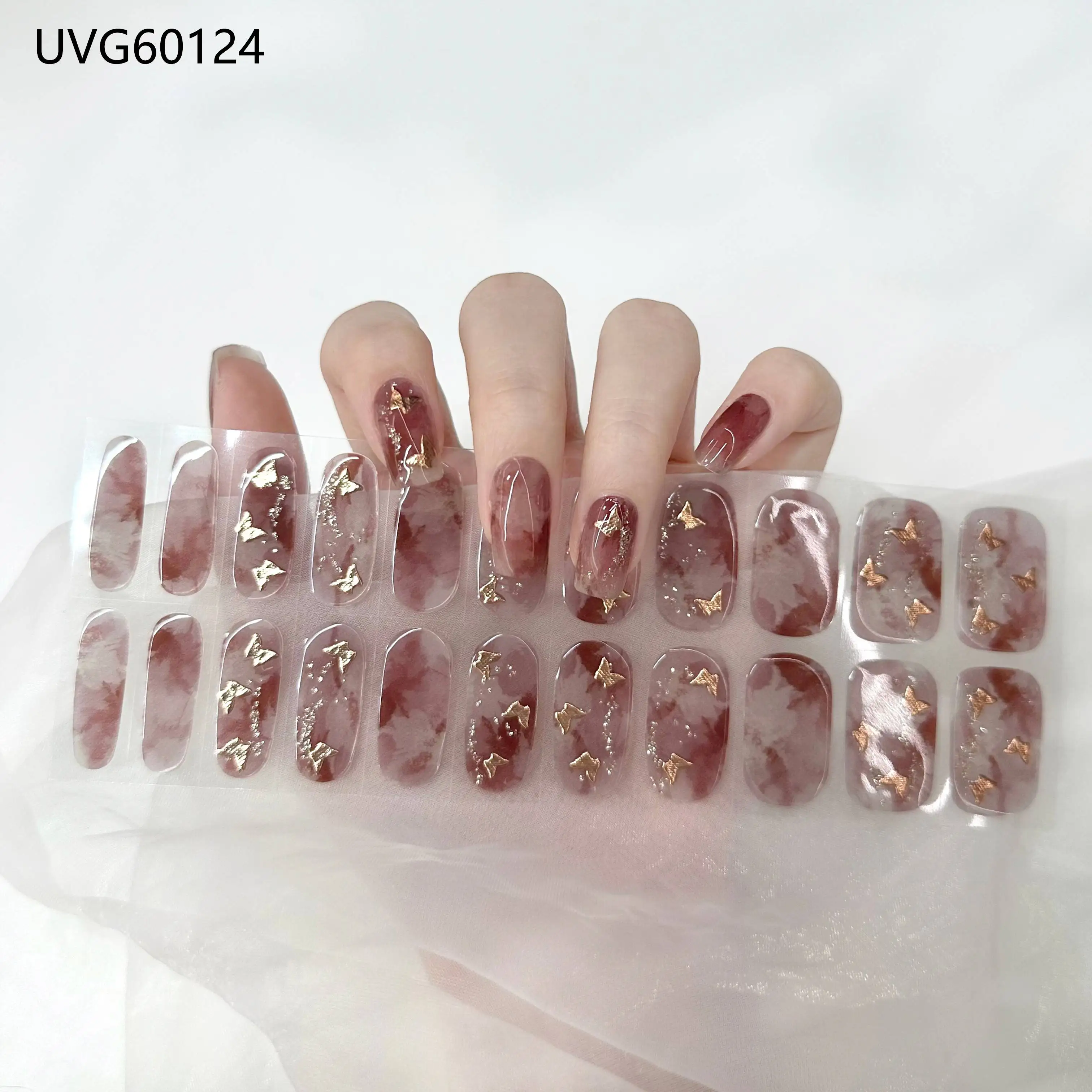 Premium Semi-Cured Nail Wraps Set - Waterproof, Long-Lasting Gel Nail Stickers