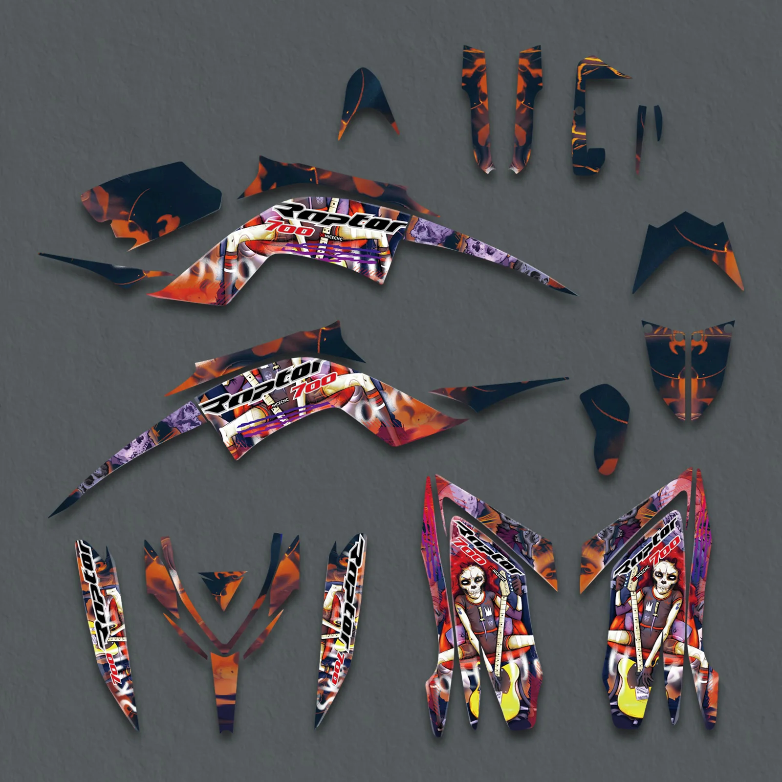Für Yamaha Raptor 700 YFM 700 2013–2023, ATV-Verkleidungs-Grafik-Set, Hintergrund-Aufkleber, Aufkleber, individuell anpassbar, 2022, 2021 2020, 2019 2018 – Detail 2