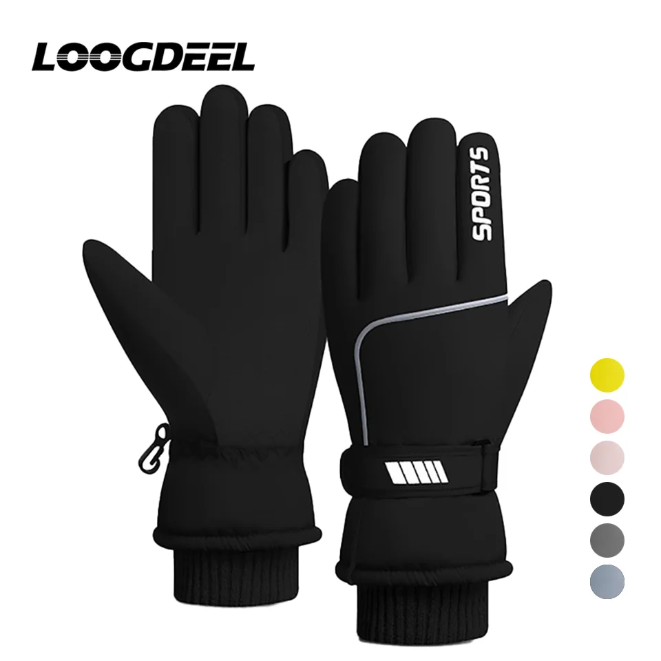 

LOOGDEEL Skiing Gloves Men Women Winter Fleece Thermal Windproof Non-slip Waterproof Snowboarding Bike Cycling Sport Ski Mittens