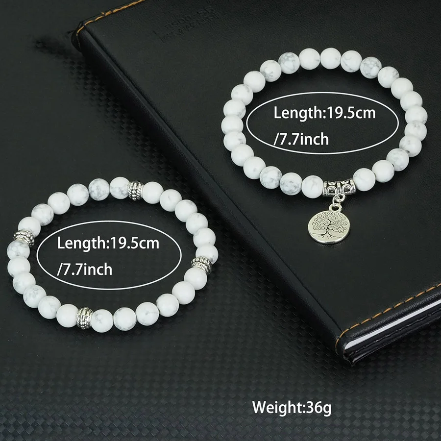 Men Lava Stone Tree Of Life Bracelet Set Yoga Meditation