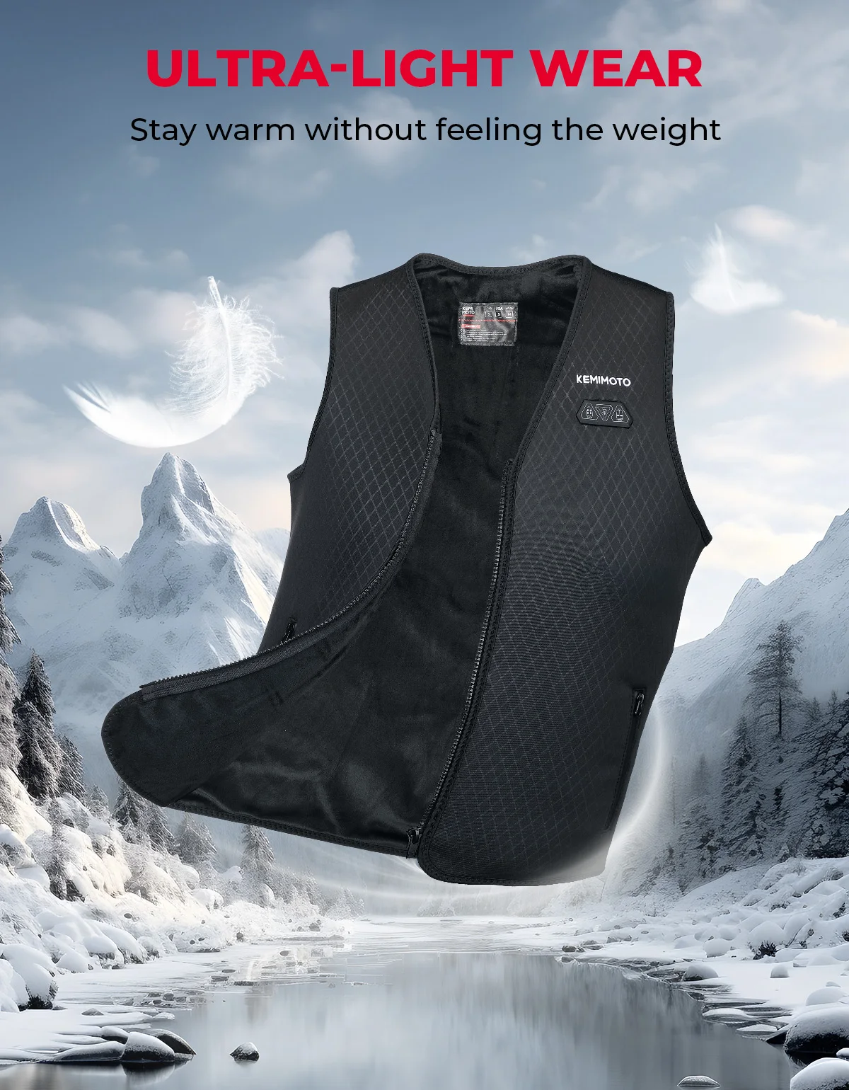 KEMIMOTO Unisex Winter Heated Vest with USB Electric Smart Heating