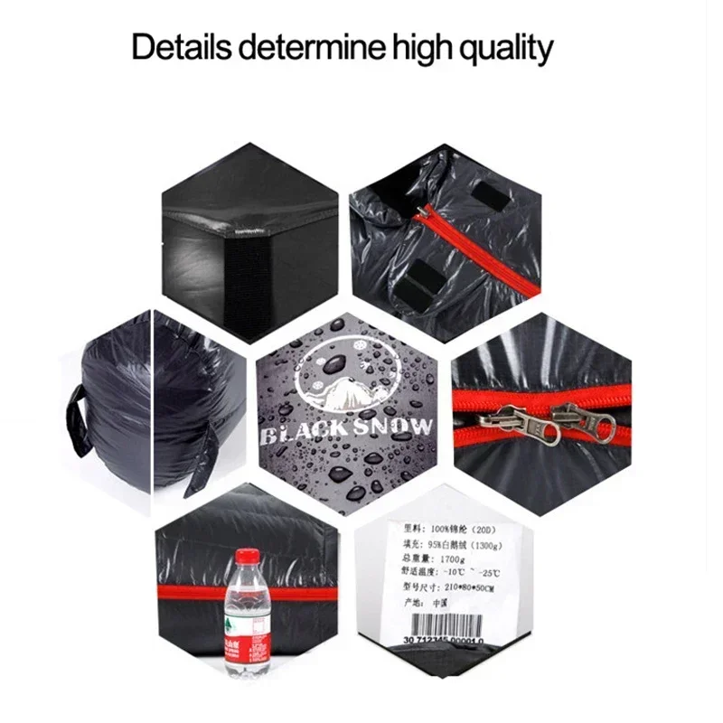 Upgraded High-grade White Goose Down Camping Sleeping Bag with Water Repellent Treatment Warm Insulated Fit for Cold Weather sleeping bag,survival sleeping bag
