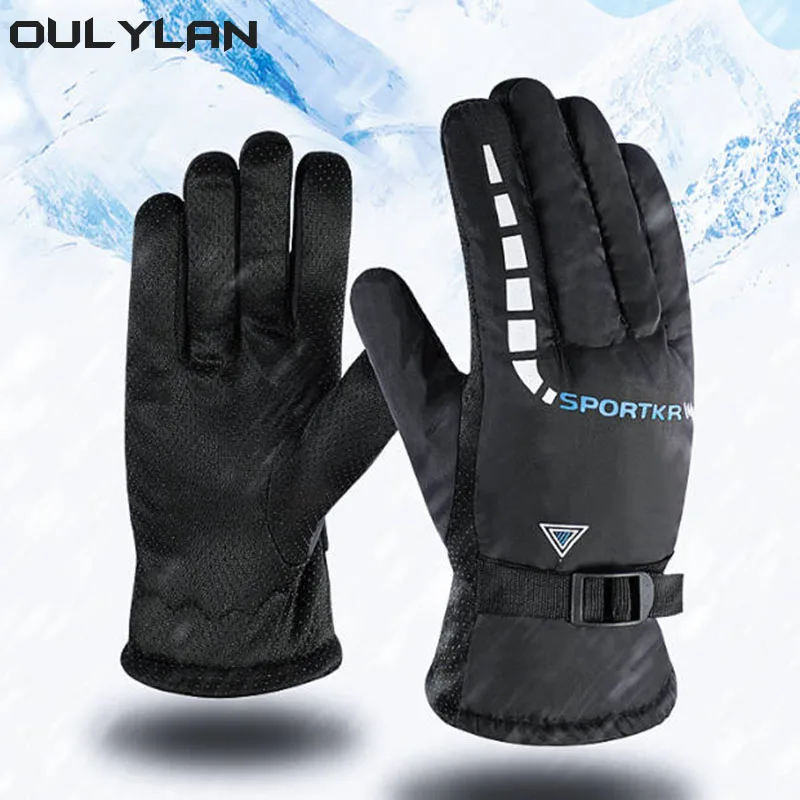 

Men's Winter Warm Gloves Outdoor Ski Running Motorcycle Cycling Riding Gloves Fleece Thickened Warm Full Fingers Non-slip Glove
