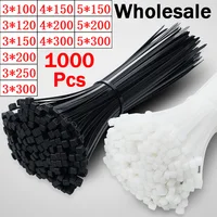 1000 ชิ้น Self - locking พลาสติกสายผูกไนลอนสีขาว/สีดํา 3*100 มิลลิเมตรสายผูกแหวนยึด 4*200 มิลลิเมตรสายผูกซิปห่อสายผูก 1