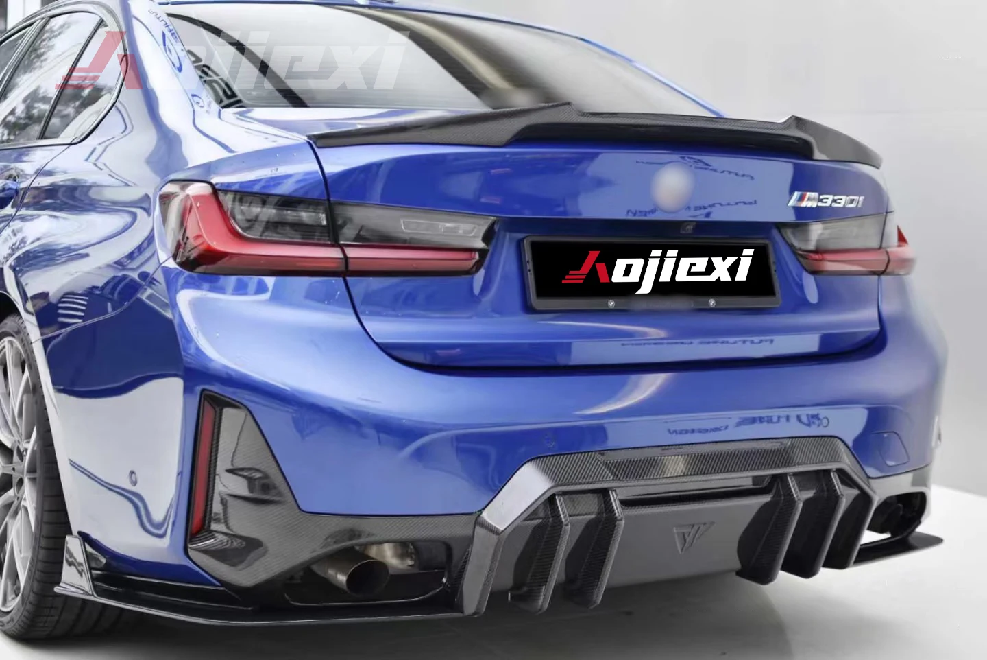 고품질 FD 스타일 카본 파이버 리어 디퓨저 (BMW 3 시리즈 G20 G21 투어링 M340i LCI 2023-2026 리어 범퍼 스플리터 립)