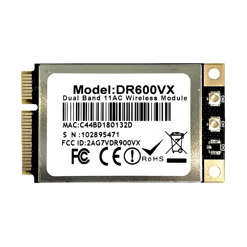 

DR600VX network card Qualcomm Atheros QCA9880 WiFi Module dual band 2.4GHz 5GHz 2x2 MIMO IEEE 802.11ac/a/b/g/n Mini PCI Express