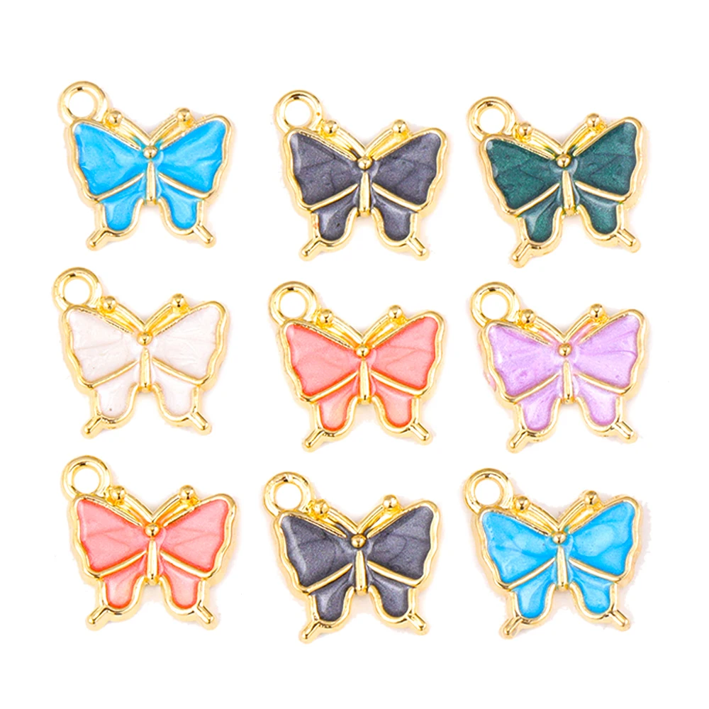 

Cute Mix Color 20Pcs Enamel Color Butterfly Alloy Charm Pendant for Women's Butterfly Necklace Earrings DIY Handmade Accessories