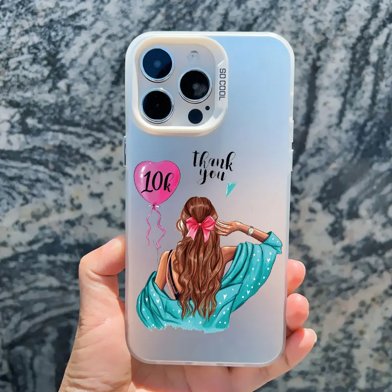 Mode schöne Mädchen Fall für iPhone 15 14 plus Pro Max 13 Mini Pro Max 12 Pro Max 11 stoß feste matte Laser Capa Rücken deckel – Detail 8