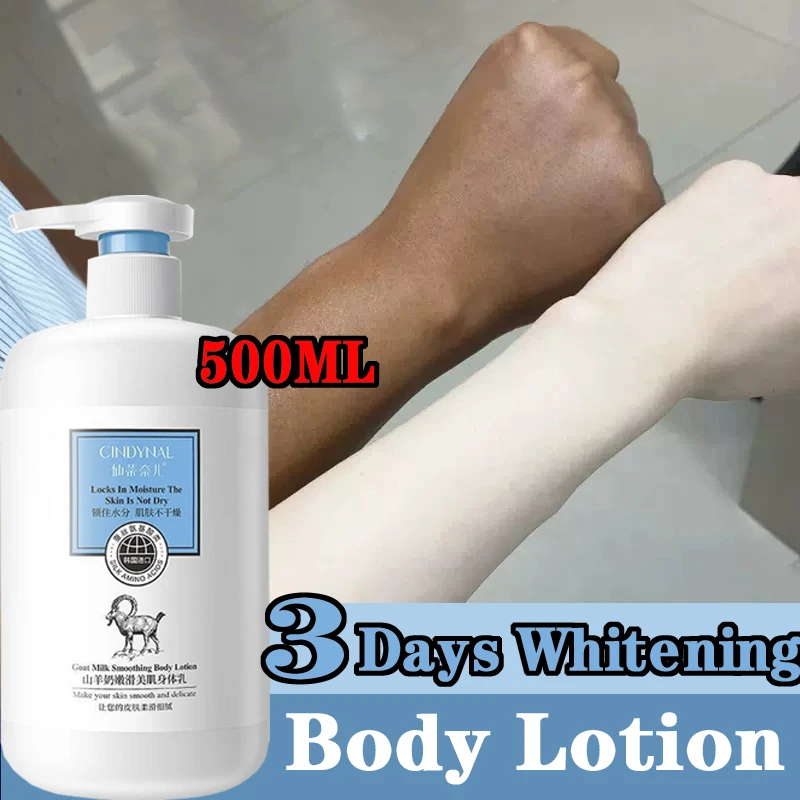 500ML Goat Milk Whitening Body Lotion Remove Melanin Permanent Whitening Smooth Improve Dark Skin Body Creams