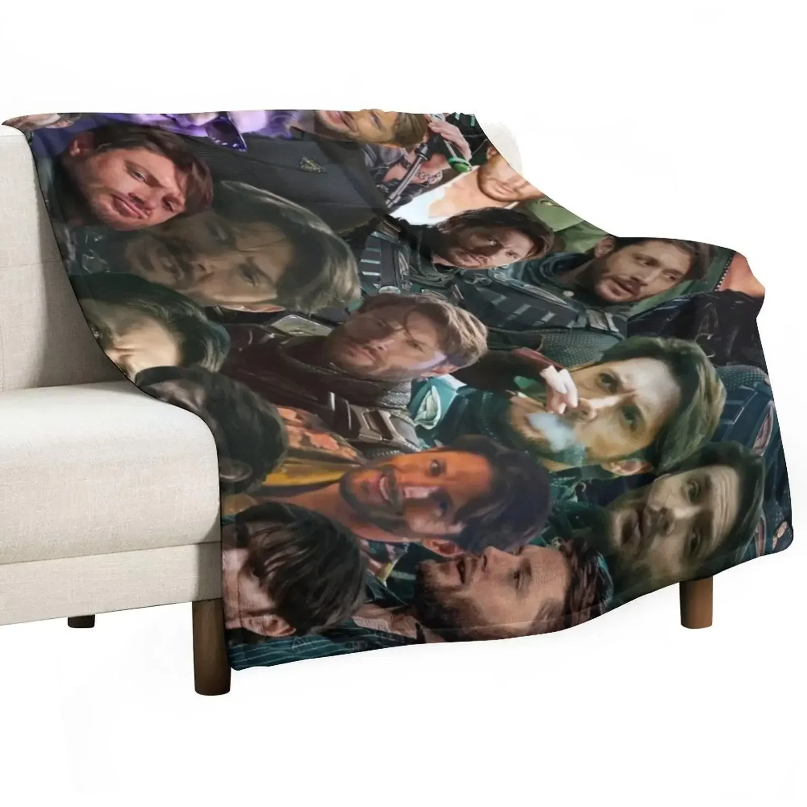 

Jensen Ackles Photo Collage 2 Throw Blanket Multi-Purpose Tourist warm for winter Blankets