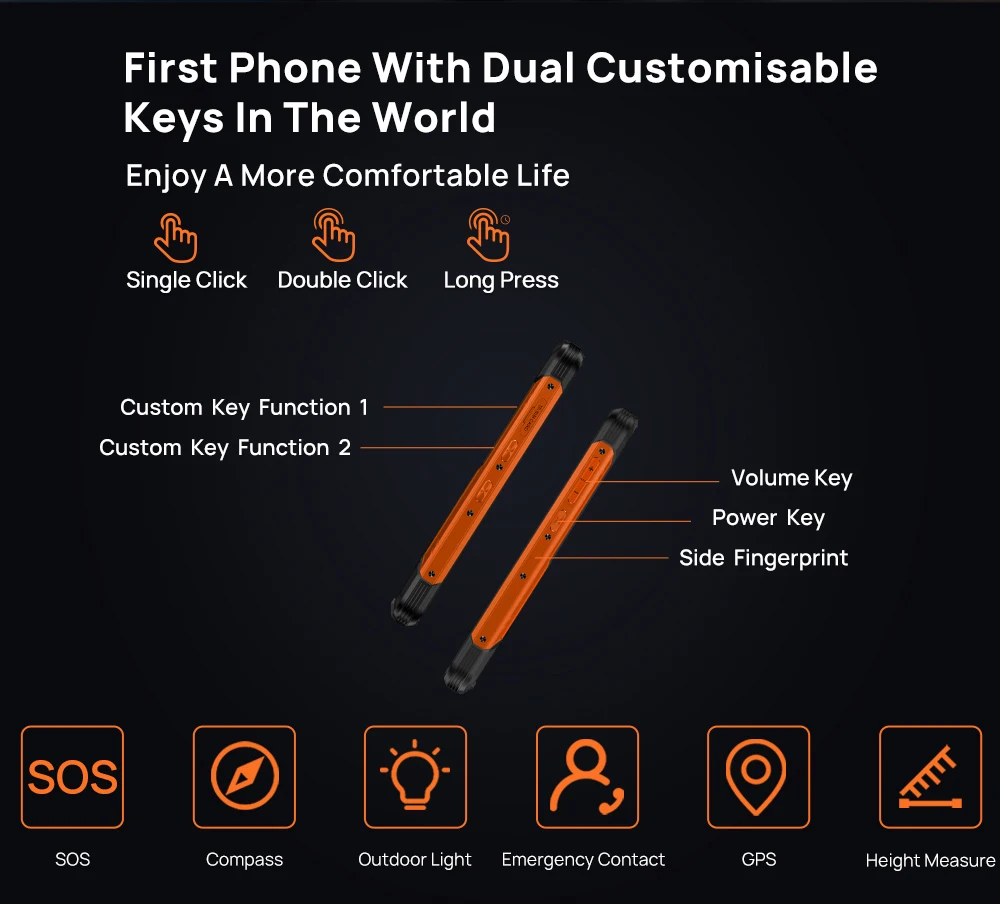 DOOGEE S97 Pro Rugged Cellphone 40m Laser Ranging 8GB+128GB 48MP AI Quad Camera Smartphone Helio G95 Octa Core Mobile Phone