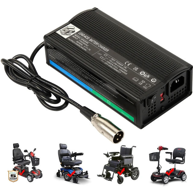 Batterie chargeur en fauteuil roulant et scooter 24V 5A Chargeur 24V