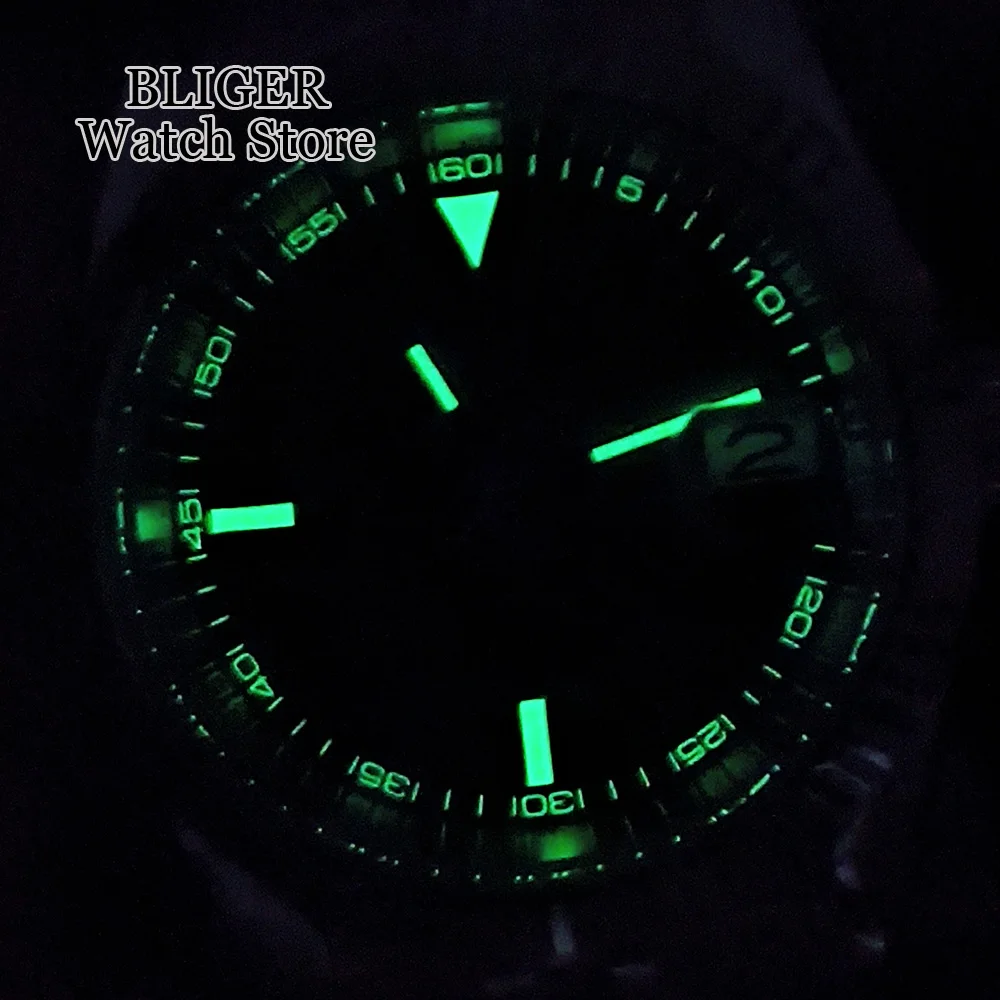 BLIGER Luxury 36mm 39mm Grey Dial Dark Green Roman Numbers NH35A Automatic Men Watch Stainless Steel Strap Sapphire Glass