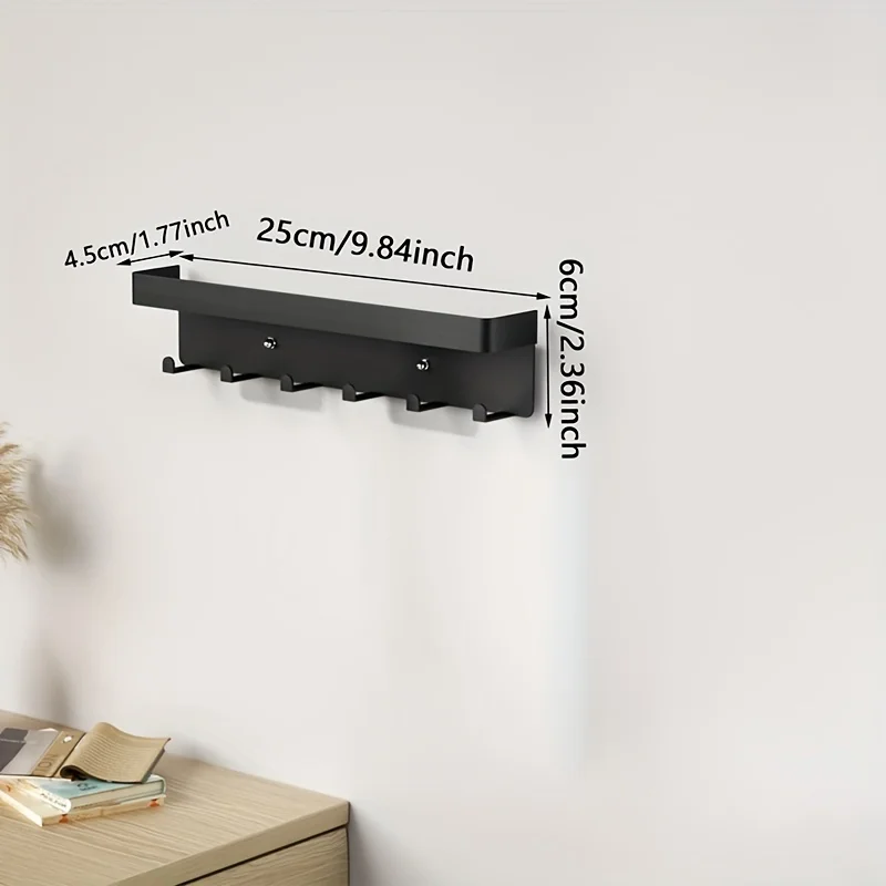 1pc Key Hanging Storage Rack Holder For Wall With Hooks, Metal Key Rack, Simple Creative Hooks, Suitable Storage Container