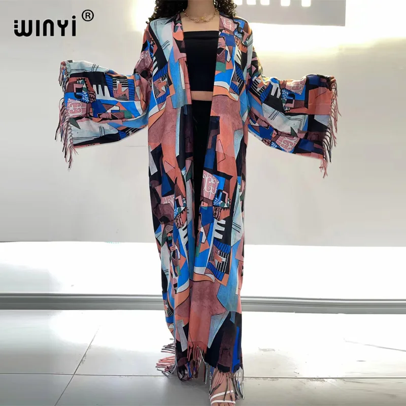 

WINYI 2021 Europe winter Women Cardigan stitch new Cocktail sexcy Boho Maxi African Holiday Batwing Sleeve kaftan kimono