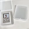 Plastic Transparent Storage Box With Lid Stickers Collection Desktop Container Case Photocard Holder Home Small Card Storage Box 2