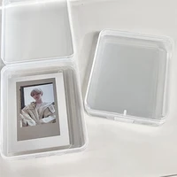 Plastic Transparent Storage Box With Lid Stickers Collection Desktop Container Case Photocard Holder Home Small Card Storage Box 2