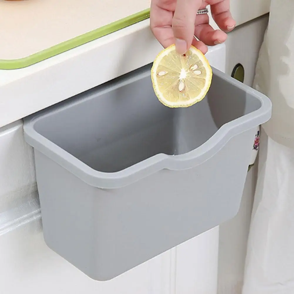 

1PC Kitchen Cabinet Door Plastic Basket Hanging Trash Desktop Storage Bin Trash Can Box Can Holder Garbage Waste A7Q3
