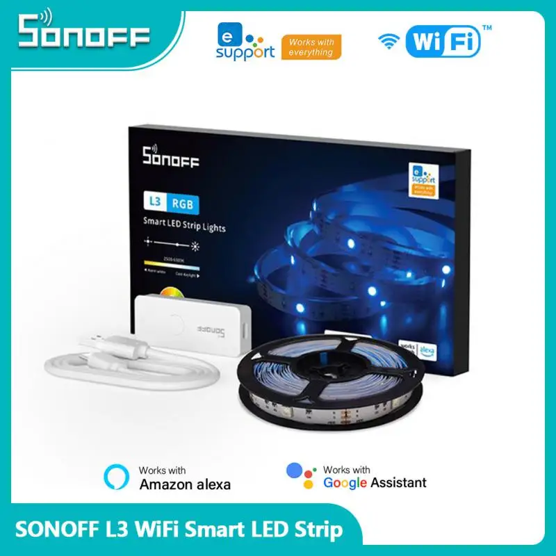 SONOFF L3 WiFi Smart Home LED Light Strip 5M Flexible RGB LED Lamp Lights Christmas Decoration Dance With Music Works With Alexa