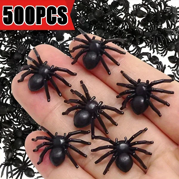 Großhandel Mini gefälschte schwarze Spinnen Halloween Dekoration Horror Spinne DIY Party Spukhaus Prop lebensechte Insekten knifflige Spielzeuge – Detail 1