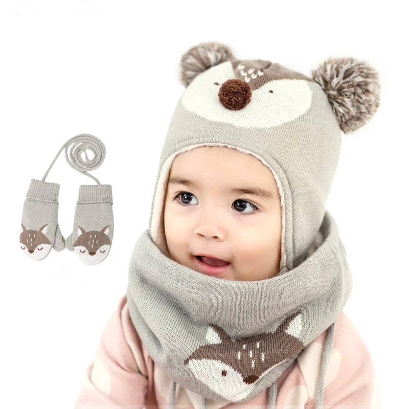 Lemonkid2pcsLotBabyWinterHatScarfBabyWinterCapChildrenWarm