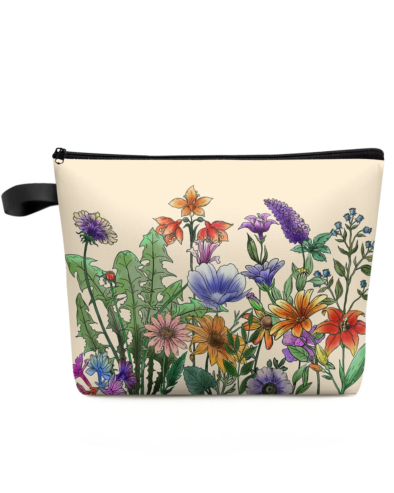 

Flower Morning Glory Lavender Plant Cosmetic Bag Portable Makeup Pouch Women Waterproof Bathroom Multifunctional Washbag