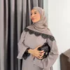 Nouvelle Abaya 2026 Style Dubaï en Dentelle, Ensemble 2 Pièces, Vêtement Islamique Nida, Abaya Modeste pour Femme, Robe Musulmane avec Hijab Assorti