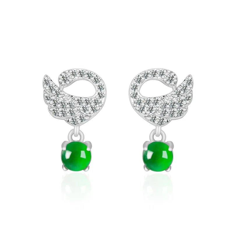 

Серьги женские из серебра пробы, с натуральным лебедем