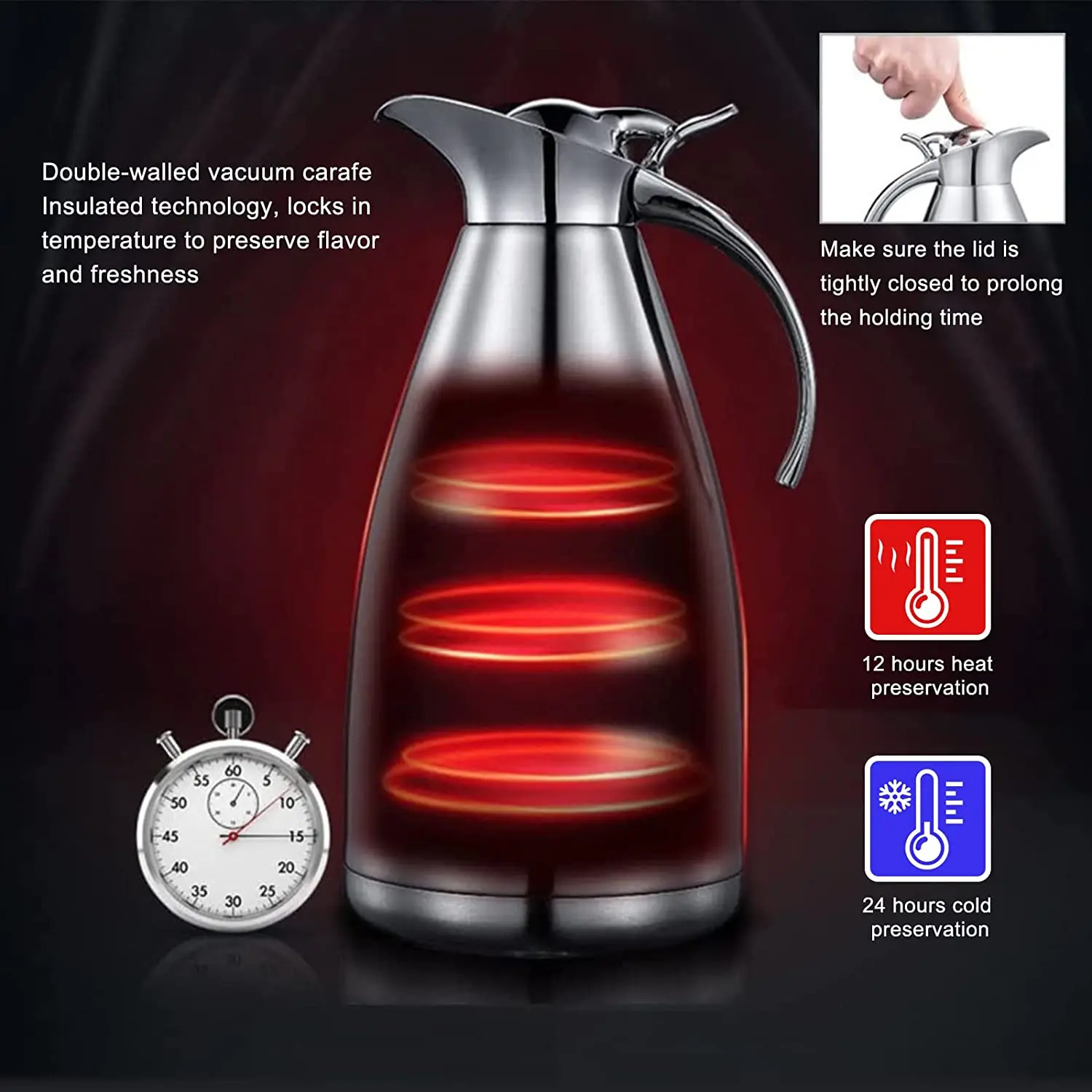 Thermal Vacuum Insulated Coffee Carafe Red