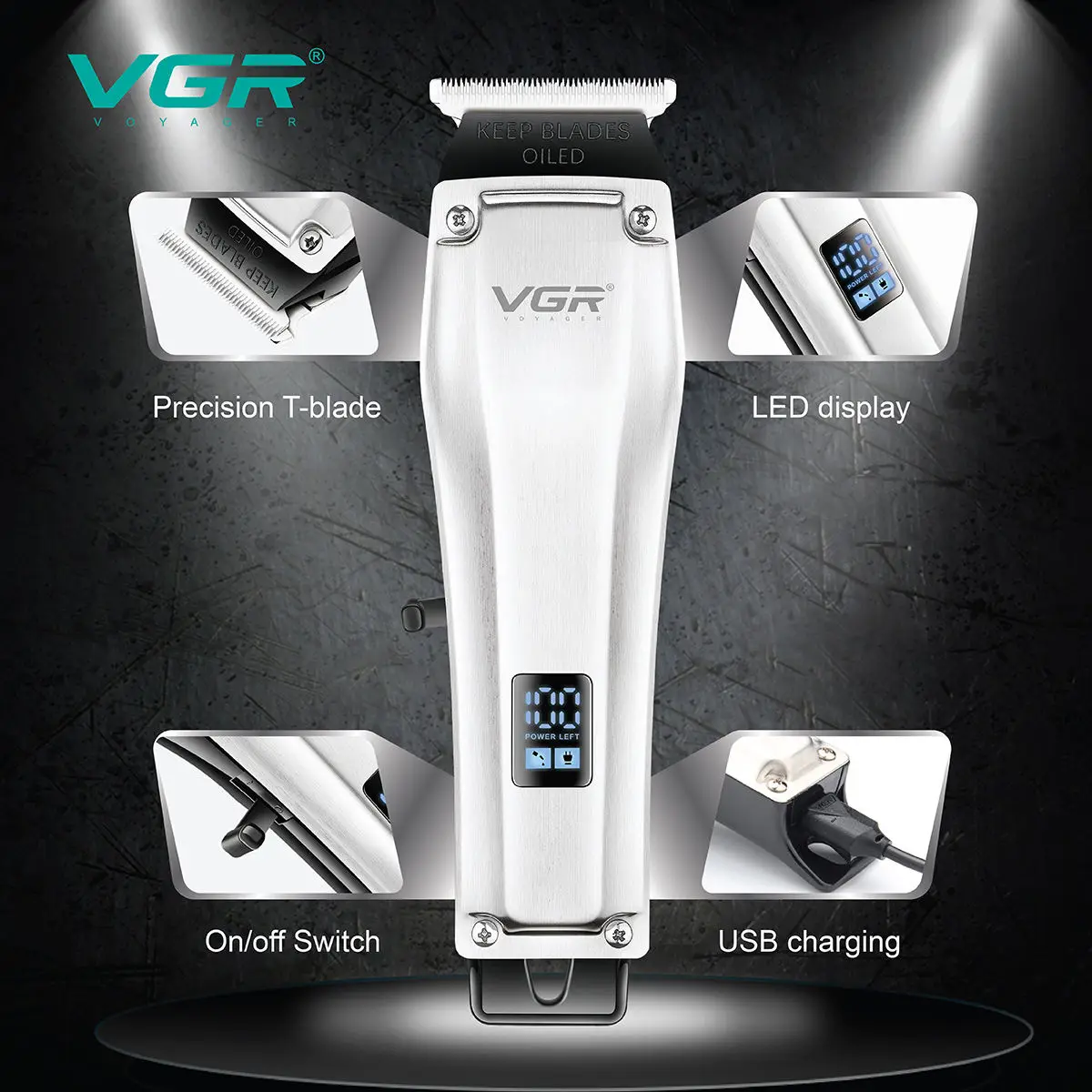 ماكينة قص الشعر الكهربائية القابلة لإعادة الشحن عب...