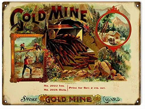 

Gold Mine Smoke Cigar Metal Sign 8x12 Inch Tin Signs Decorative Signs & Plaques