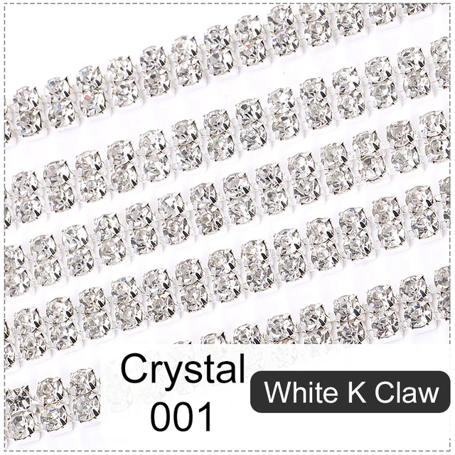 XiChuan 1 Yard 10 Colors Claw Rhinestone SS6 SS8 Crystal Tassel Diy Clothes Earring Accessories Beads Diamond Rhinestone Chain Silver base crystal