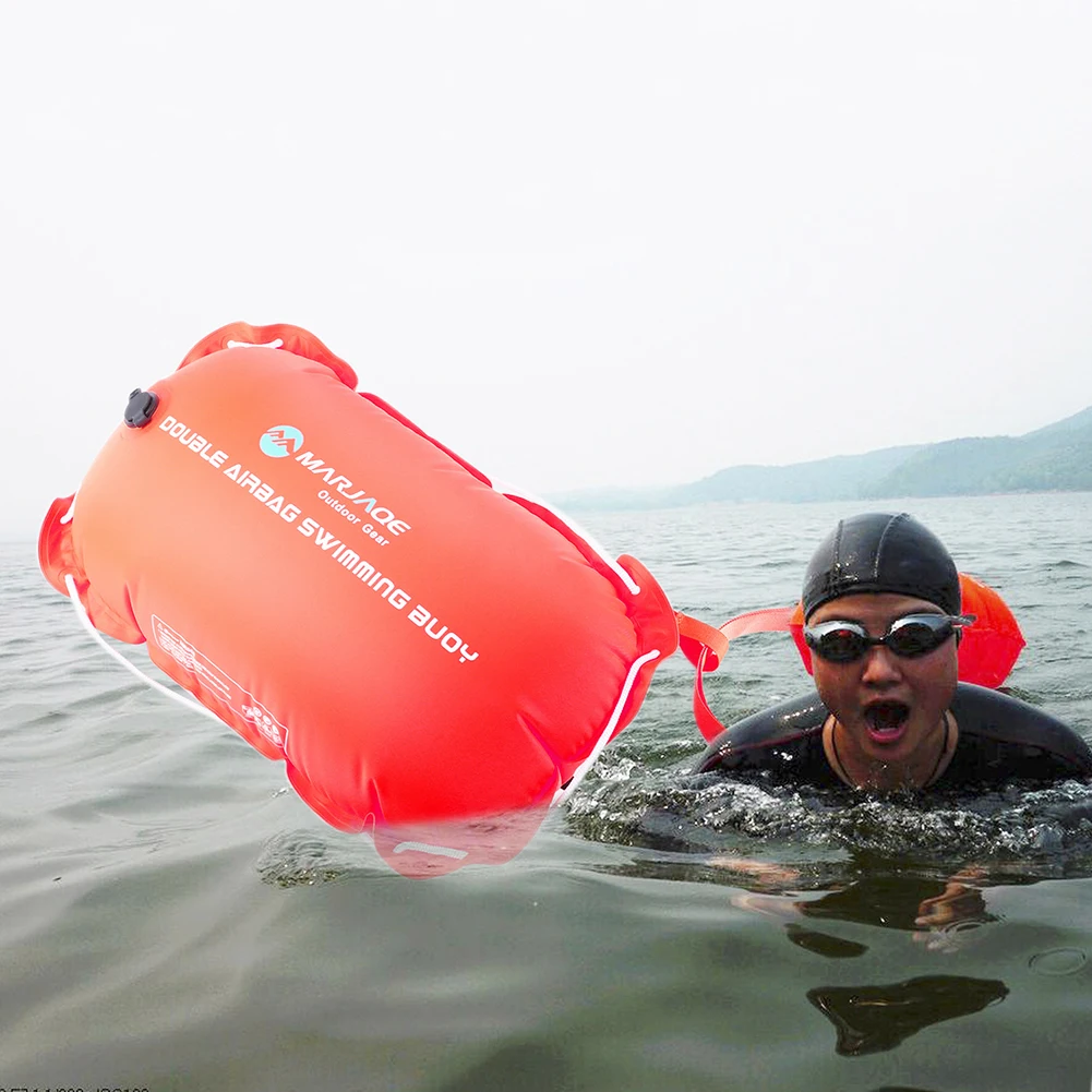 Multifunctional Air Bag Double Outdoor Safety Training Swimming Buoy with Waist Belt Water Sports Lifesaver Float Tow Bag