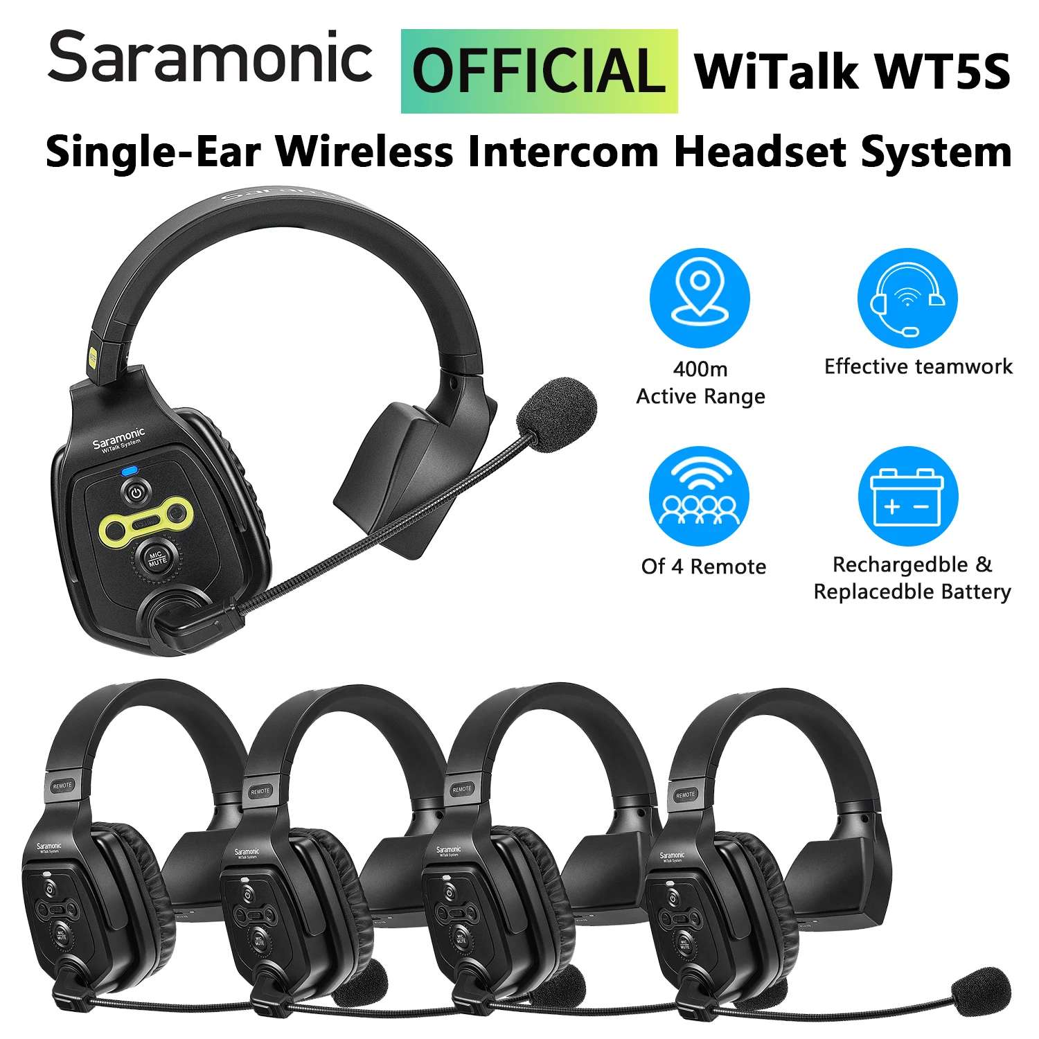 Saramonic Witalk WT5S Full Duplex Communication Wireless Headset System Marine Boat Duplex