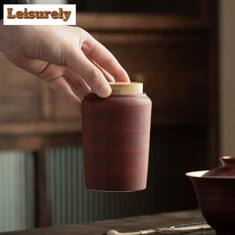 280ML Retro Powder Yin Lacquer Black Tea Box Organizer Moisture-proof Zen Storage Tank Containers Tea Caddy Tea Services Craft