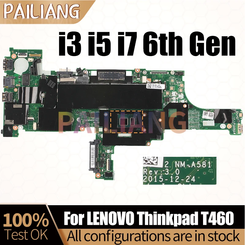Laptop Motherboard para Lenovo Thinkpad T460 Notebook Mainboard Completo Testado Nm-a581 i3 i5 i7 6th Gen 01aw320 01aw336 01aw344 - Imagem 3