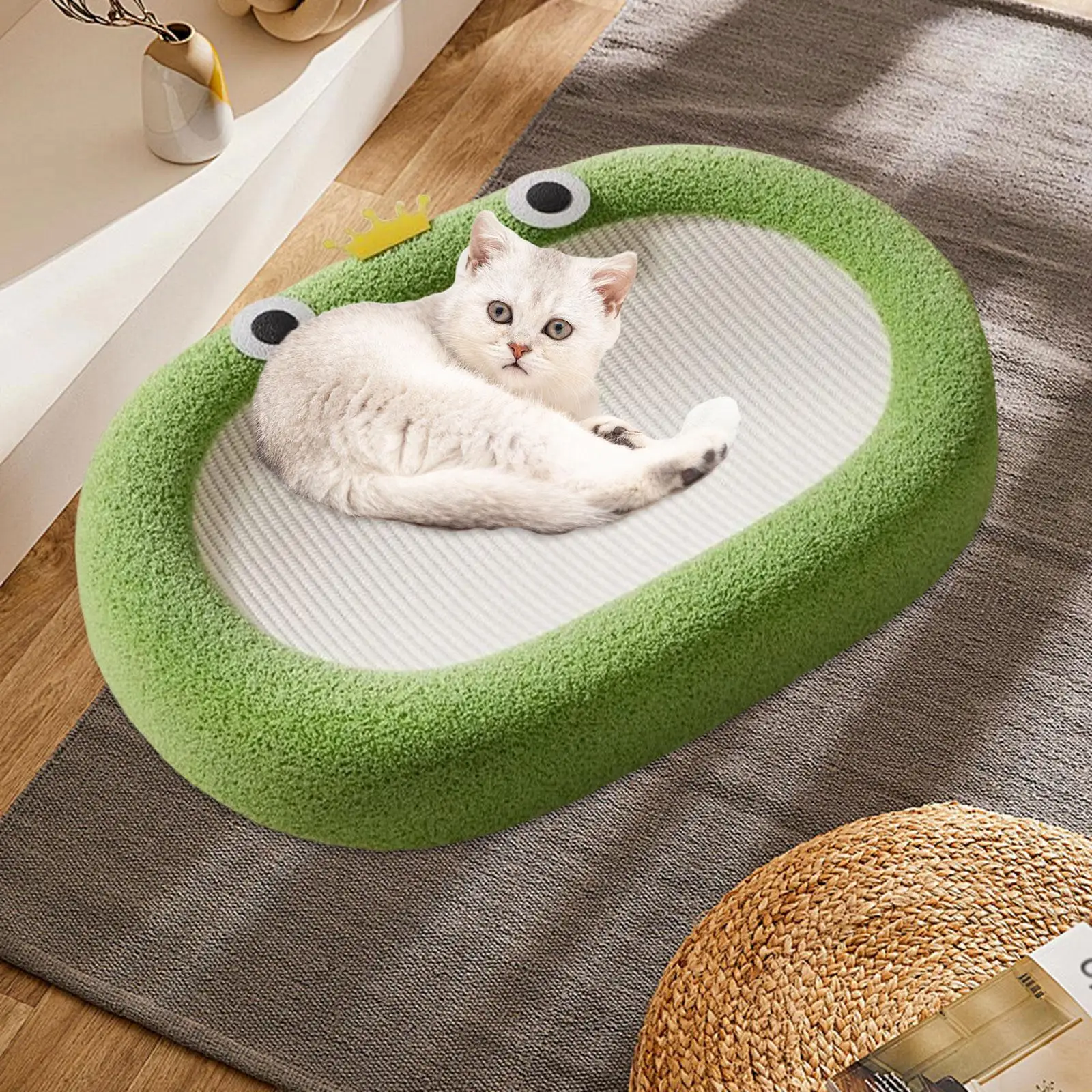 Cat Scratcher Cat Scratching Board Pet Bed Sisal Sturdy Cat Couch Accessories Oval Frog Design Cute Lounge for Training