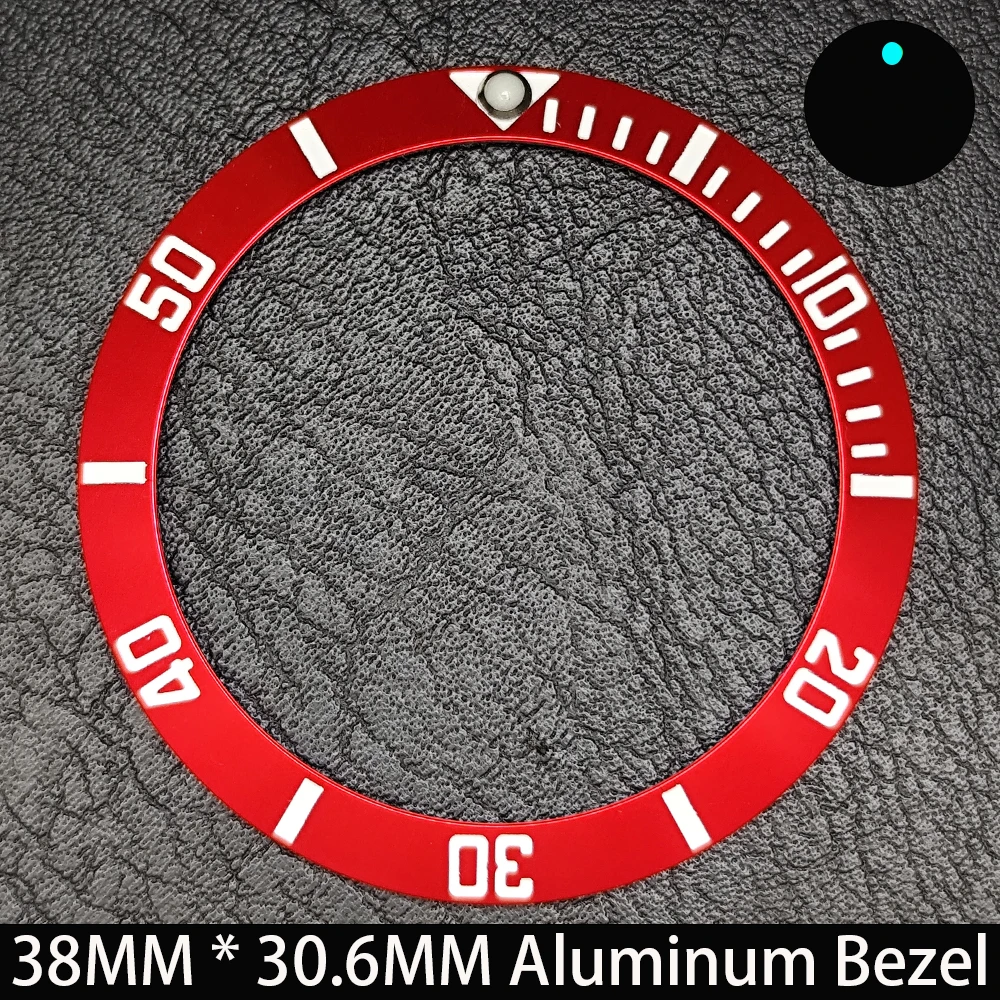 Elegant Blue Luminous Bezel GMT and Diving Watch Insert, Sloping 38mm x 30.6mm Ceramic/Aluminum
