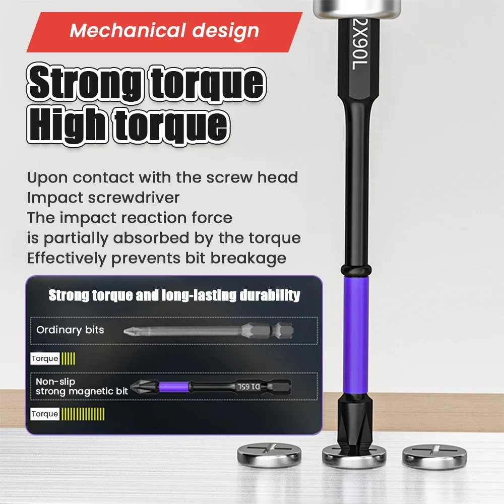 Non-Slip Impact Batch Head Strong Magnetic Cross High Torque Hardness Screw 25/50/65/70/90mm Waterproof Ph2 Screwdriver Bits Set precision screwdriver set,magnetic screwdriver set,screwdriver set,magnetic screwdriver bits,magnetic screwdriver bit set,screwdriver bit
