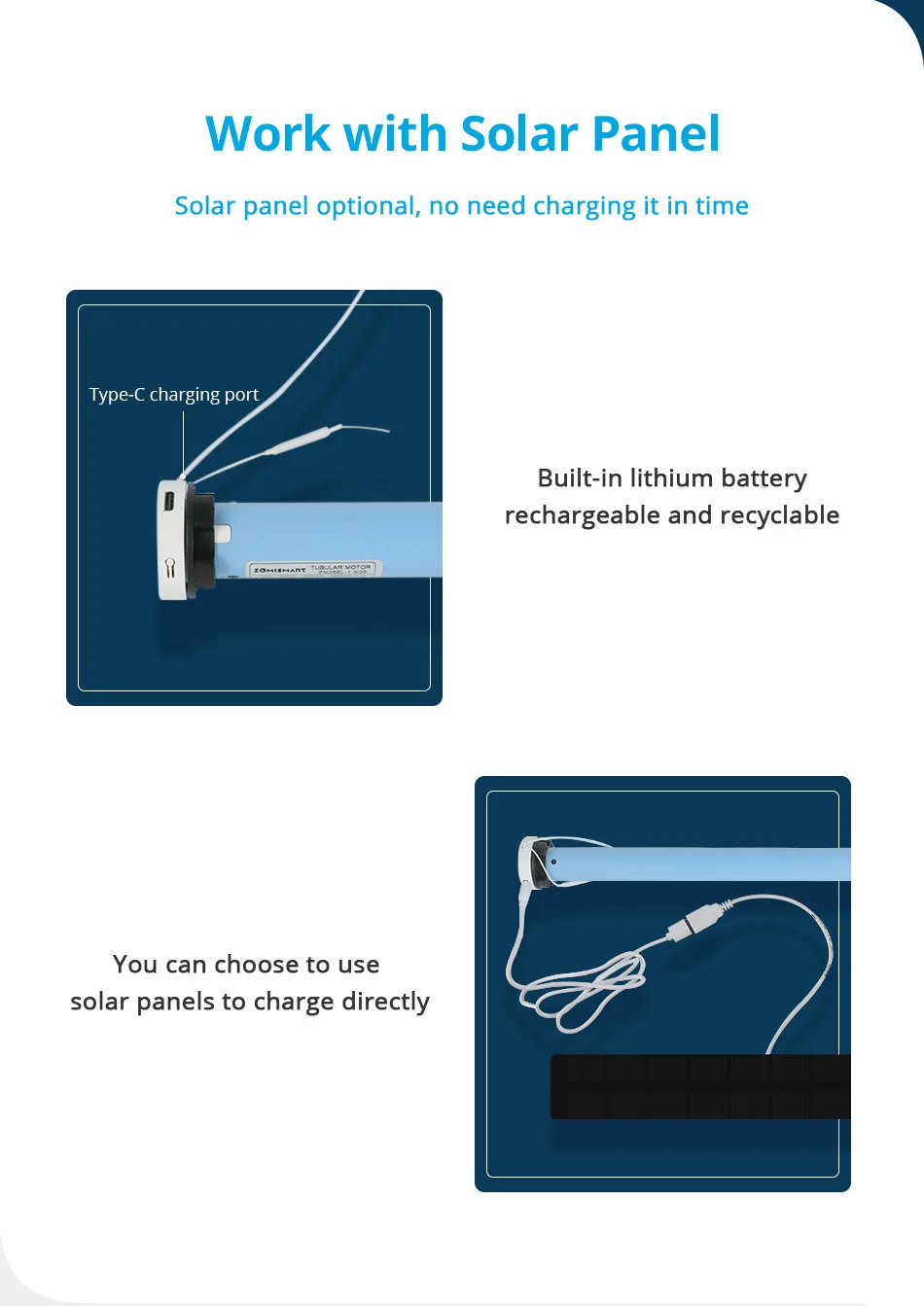 Zigbee Roller Shade Blinds Motor Built-in Battery Work with Tuya Smartthings App