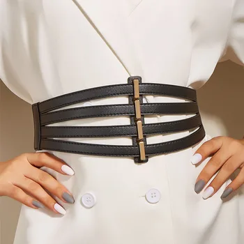 Fashion PU Elastic Wide Corset Belt For Women Luxury Brand Waist Strap Designer Female Dress Skirt Coat Decorative Girdle 1