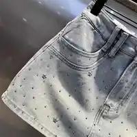 Summer Rhinestone A-line Denim Skirt for Women Star Pattern Zipper Pocket Short Skirts Fashion High-quality Slim Fit Jeans skirt - Image 3