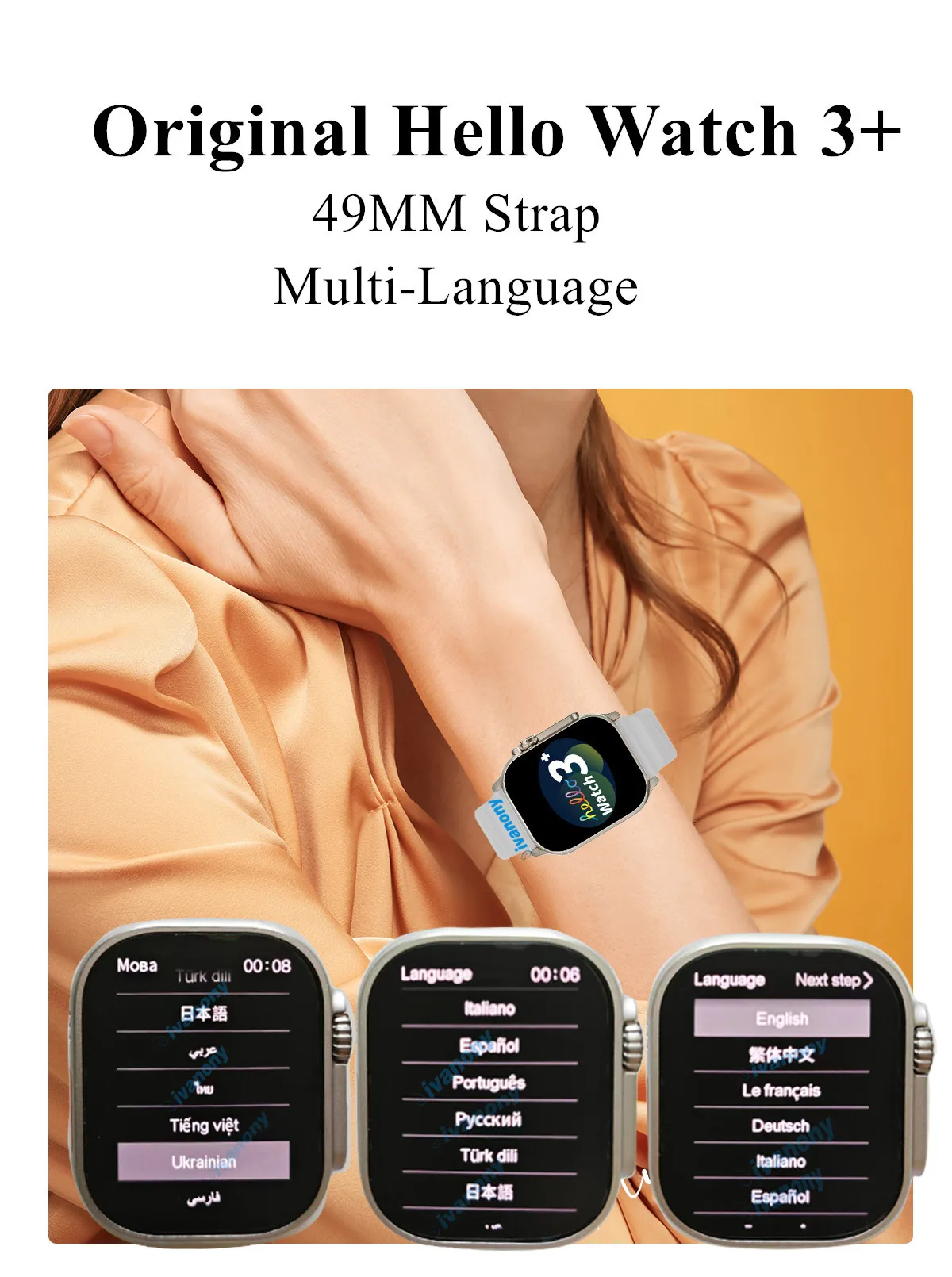 Smart Watch Hello 3 Plus Ultra 49mm Bluetooth Call Whatsapp Reminder Voice Assistant ChatGPT Ebook Dual Core Smartwatch Men 2024 3