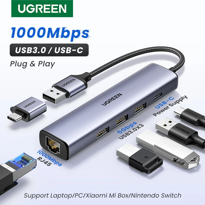 Torpe Conversacional Enredo UGREEN-adaptador Ethernet para ordenador portátil Xiaomi Mi Box S, tarjeta  de red, USB 3,0, Lan, 1000Mbps, RJ45 - AliExpress Ordenadores y oficina
