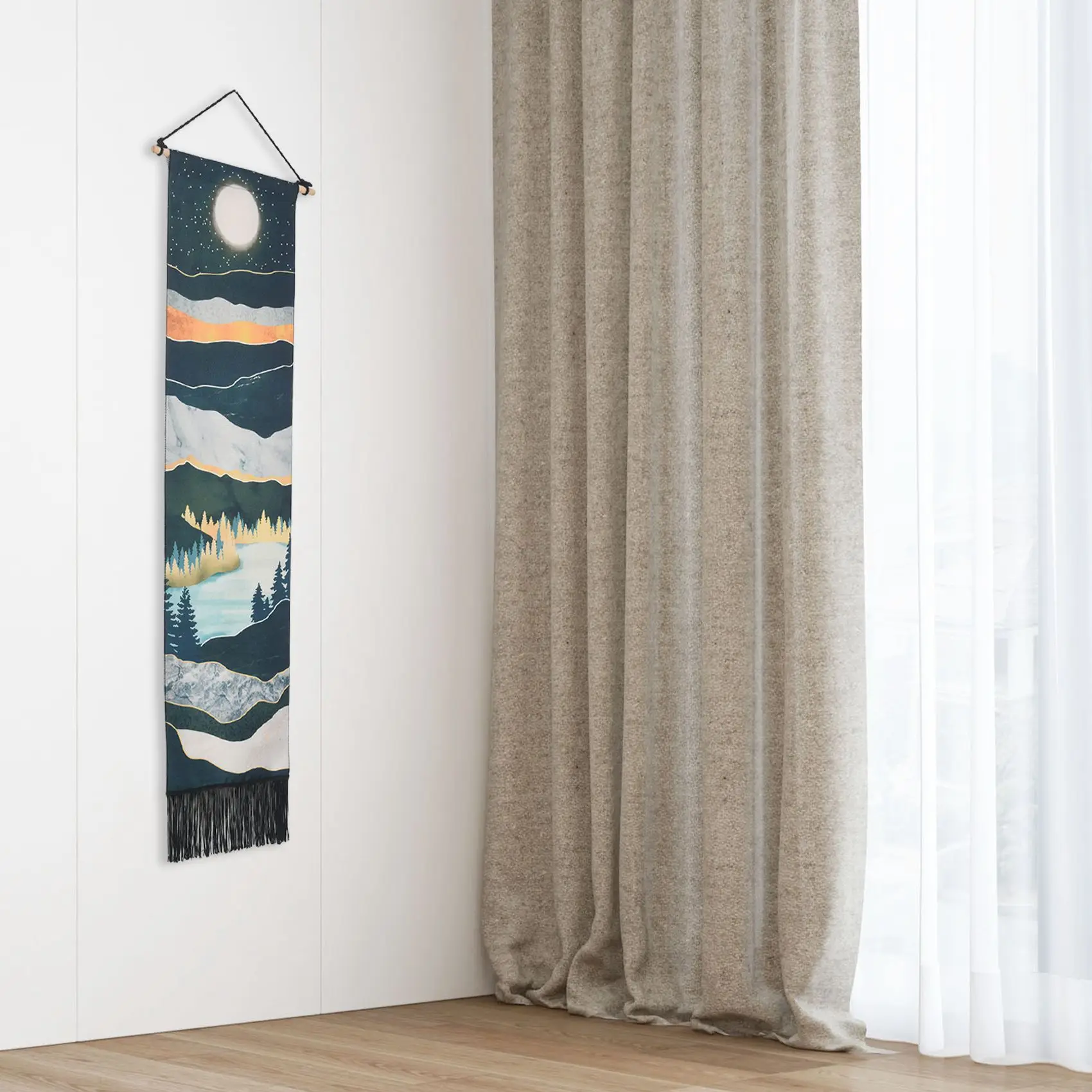 

1 компл., узкий гобелен, настенный длинный Ландшафтный рисунок, природная фотография, для дома, спальни, вертикальный гобелен