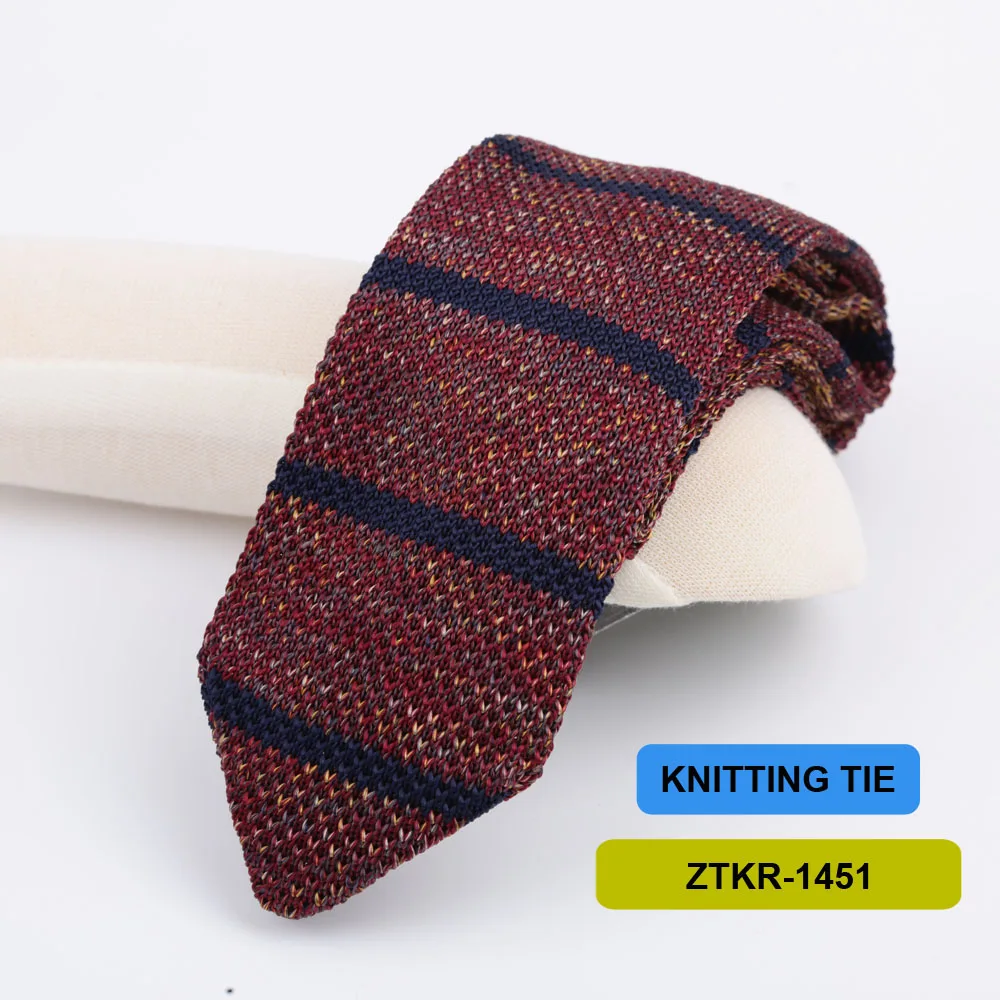 7 cm gestrickte Krawatten für Männer, schlanke modische Krawatten, gestreift, einfarbig, schwarz, rot, Strickkrawatte für Männer, Hochzeit, Alltag, lässig, Hals-Krawatte – Detail 19