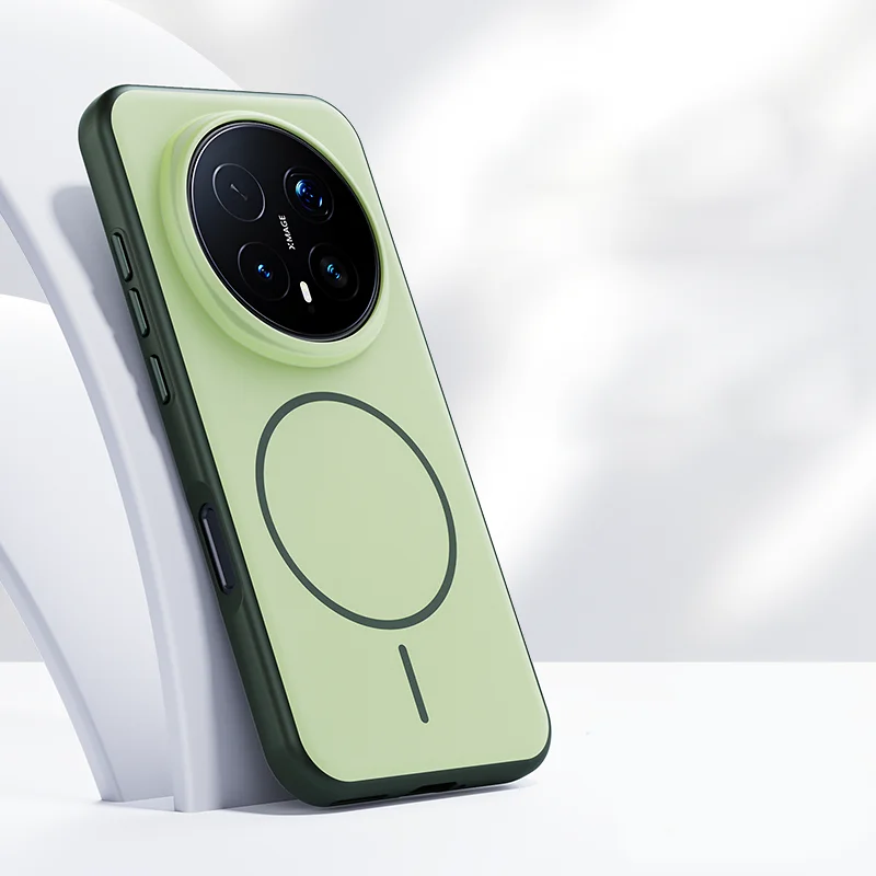 Premium Magnetic Dual-Color Matte Case with Metal Buttons - Smooth Skin Feel Back Cover